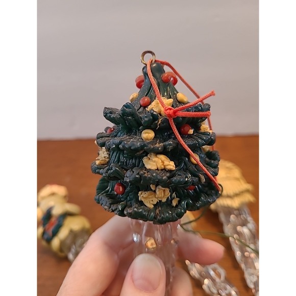 Vintage Set of 4 Icicle Christmas Ornaments Bear Snowman Santa Tree Decoration - Picture 3 of 14